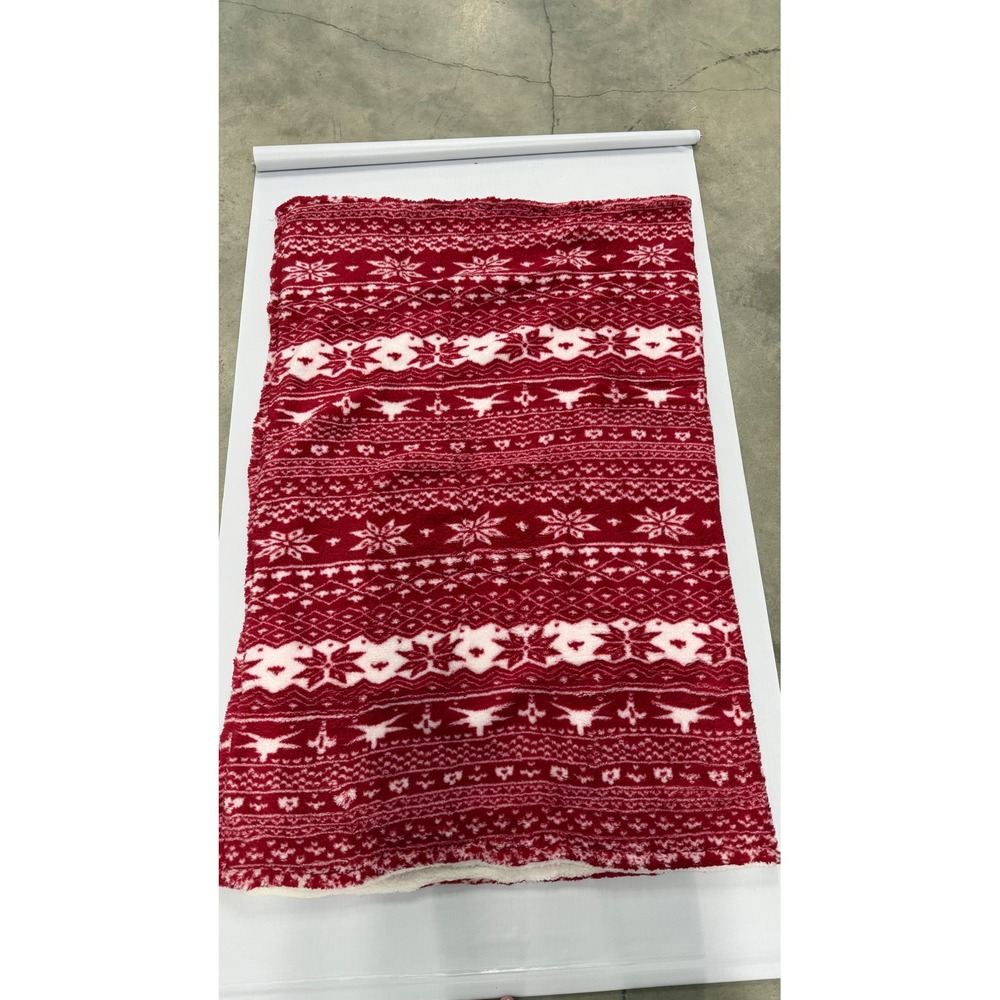 Tirrinia Red White Nordic Fair Isle Sherpa Fleece Throw Blanket Snowflake 40x50